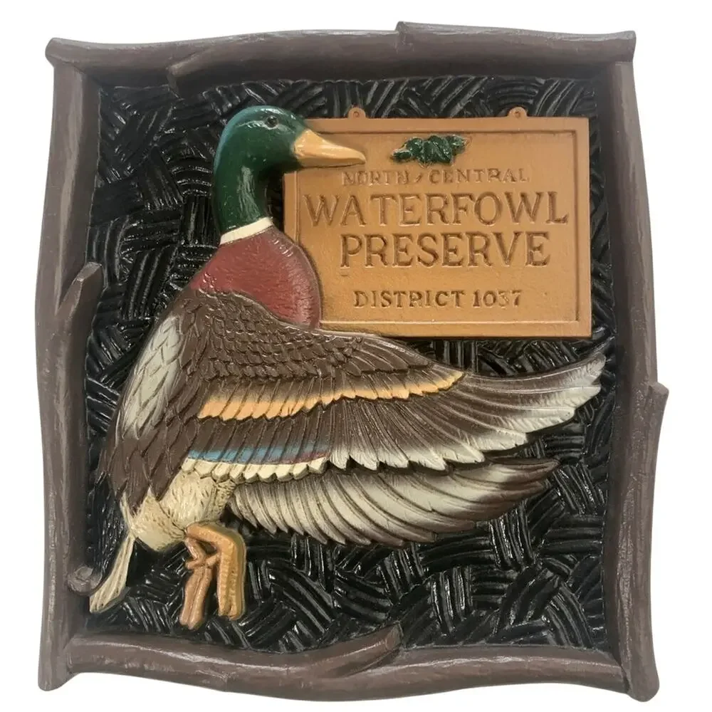 Home Interiors Waterfowl Wall Decor Brown Tan Green Hard Plastic
